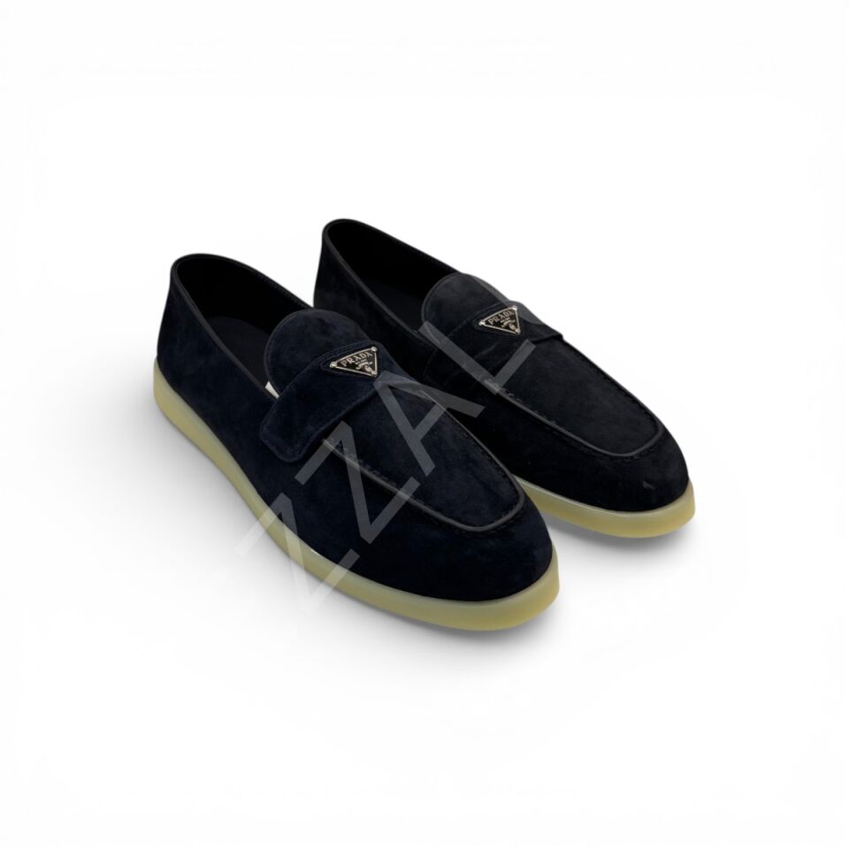Prada 1170 Lacivert Loafer Süet Erkek Ayakkabı