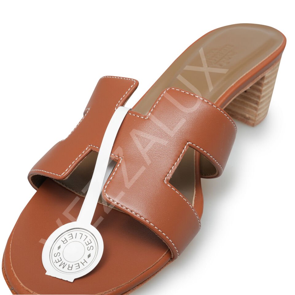 Hermes 677 Taba Topuklu Terlik Kadın Ayakkabı