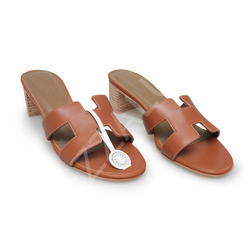 Hermes 677 Taba Topuklu Terlik Kadın Ayakkabı