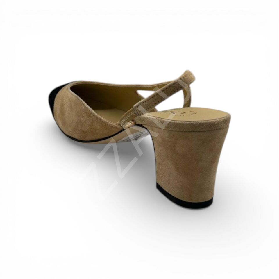 Chanel 1147 Nude Süet Topuklu Kadın Ayakkabı