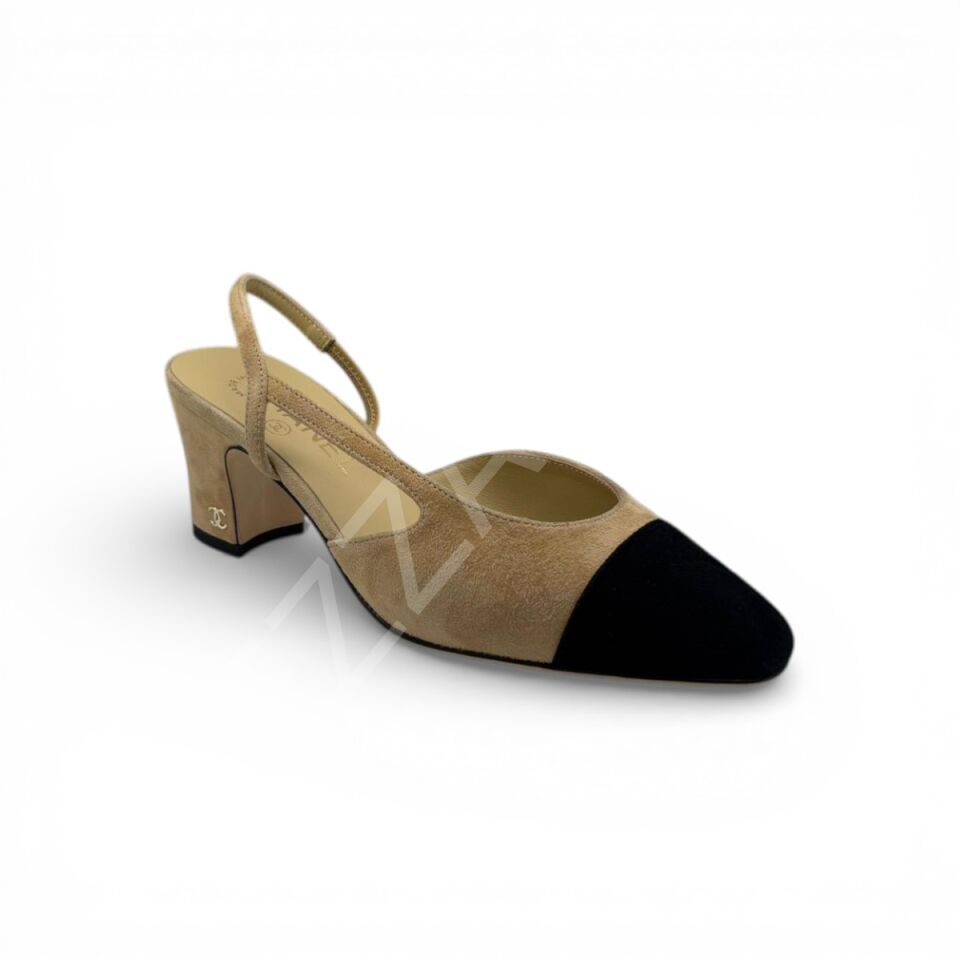 Chanel 1147 Nude Süet Topuklu Kadın Ayakkabı