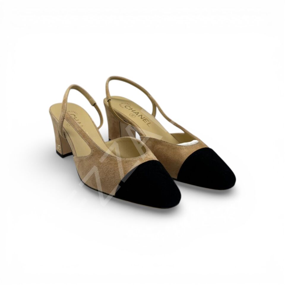 Chanel 1147 Nude Süet Topuklu Kadın Ayakkabı