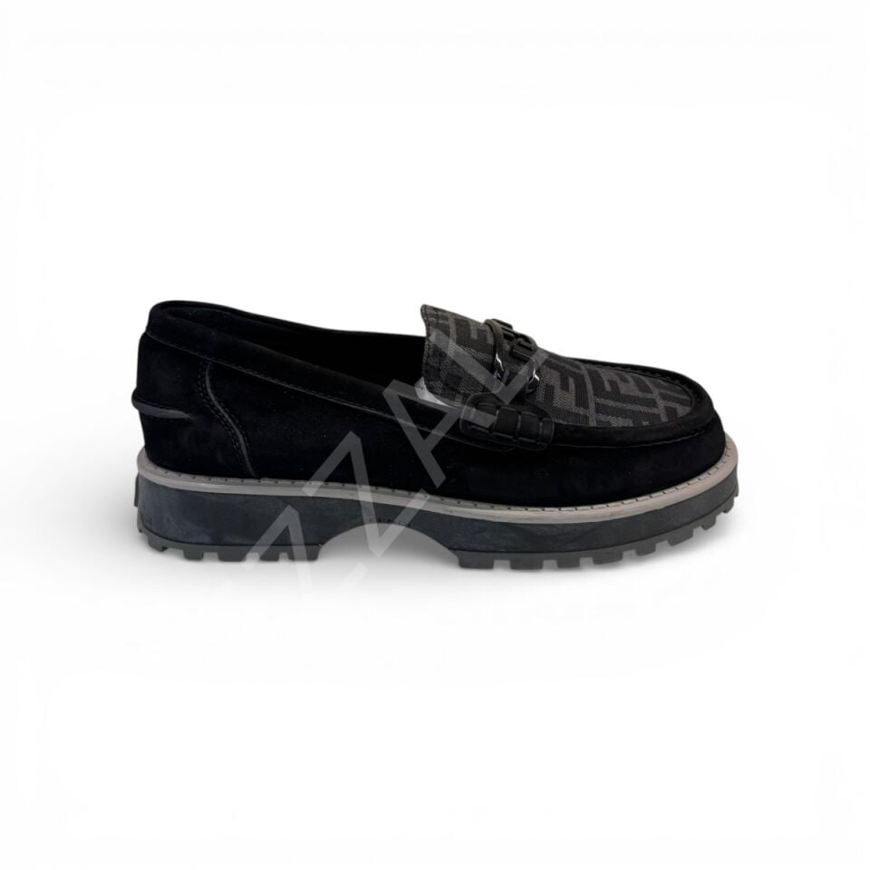 Fendi 997 Full Siyah Suet Tabanı Gri Erkek Ayakkabı