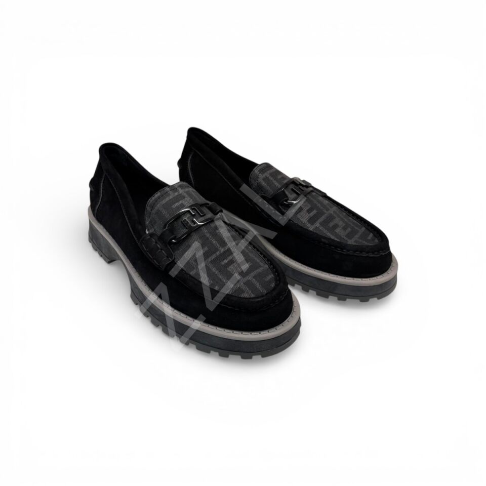 Fendi 997 Full Siyah Suet Tabanı Gri Erkek Ayakkabı