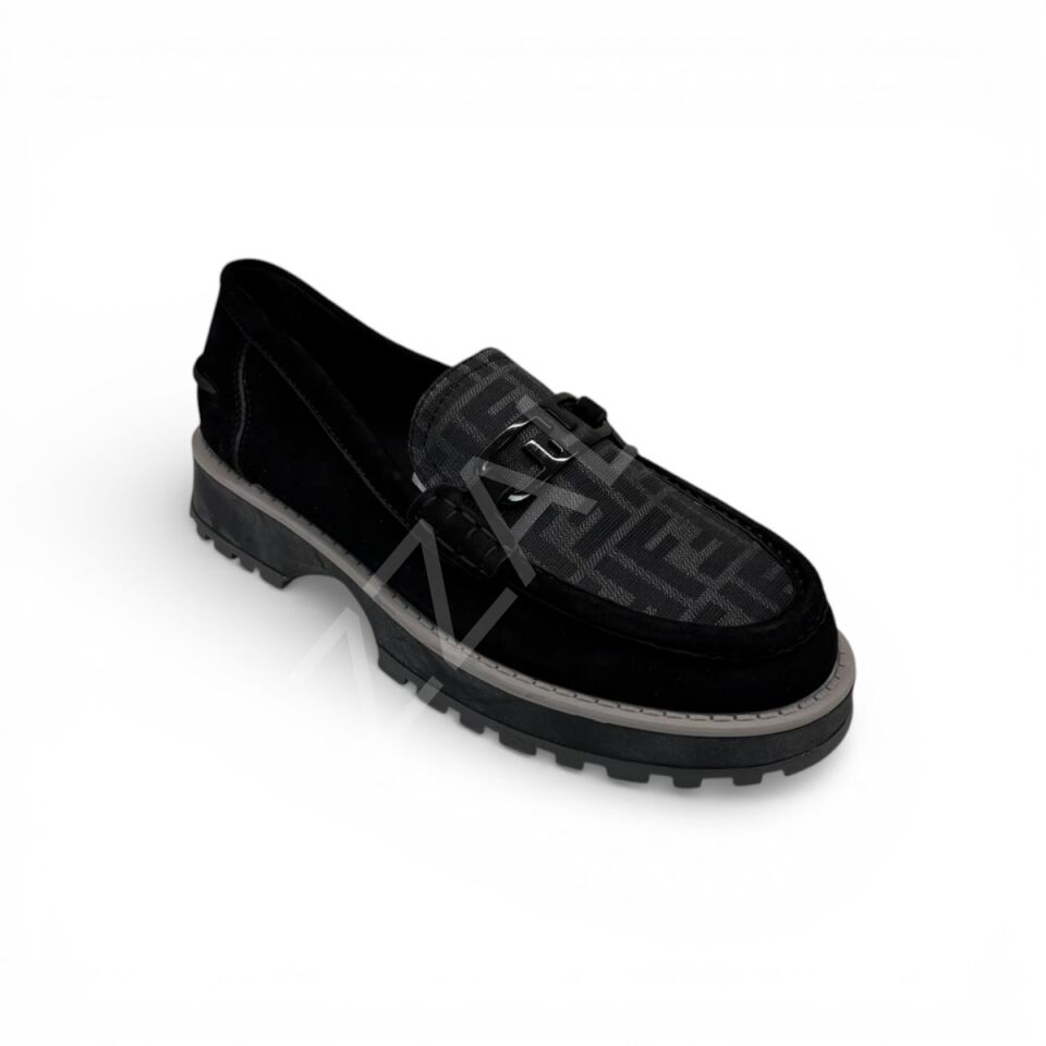 Fendi 997 Full Siyah Suet Tabanı Gri Erkek Ayakkabı