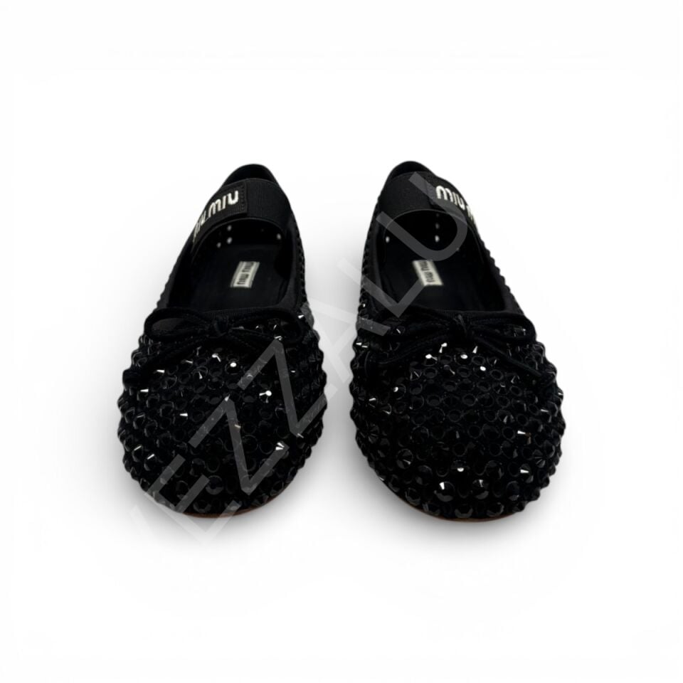Miu 747 Siyah Taşlı Babet Kadın Ayakkabı