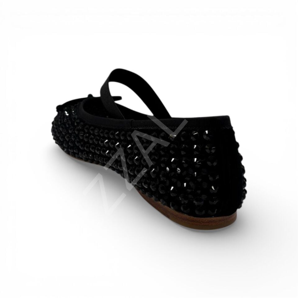 Miu 747 Siyah Taşlı Babet Kadın Ayakkabı