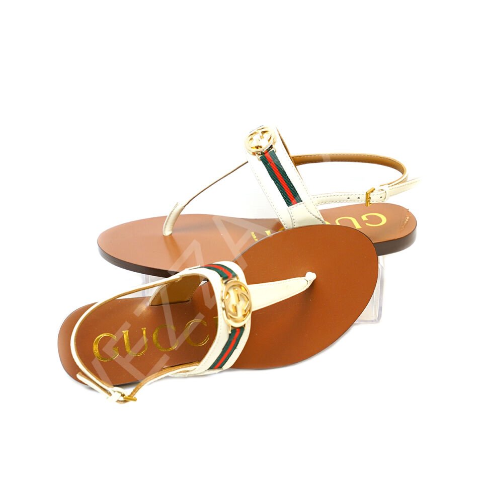 Gucci 696 Krem Sandalet Kadın Ayakkabı