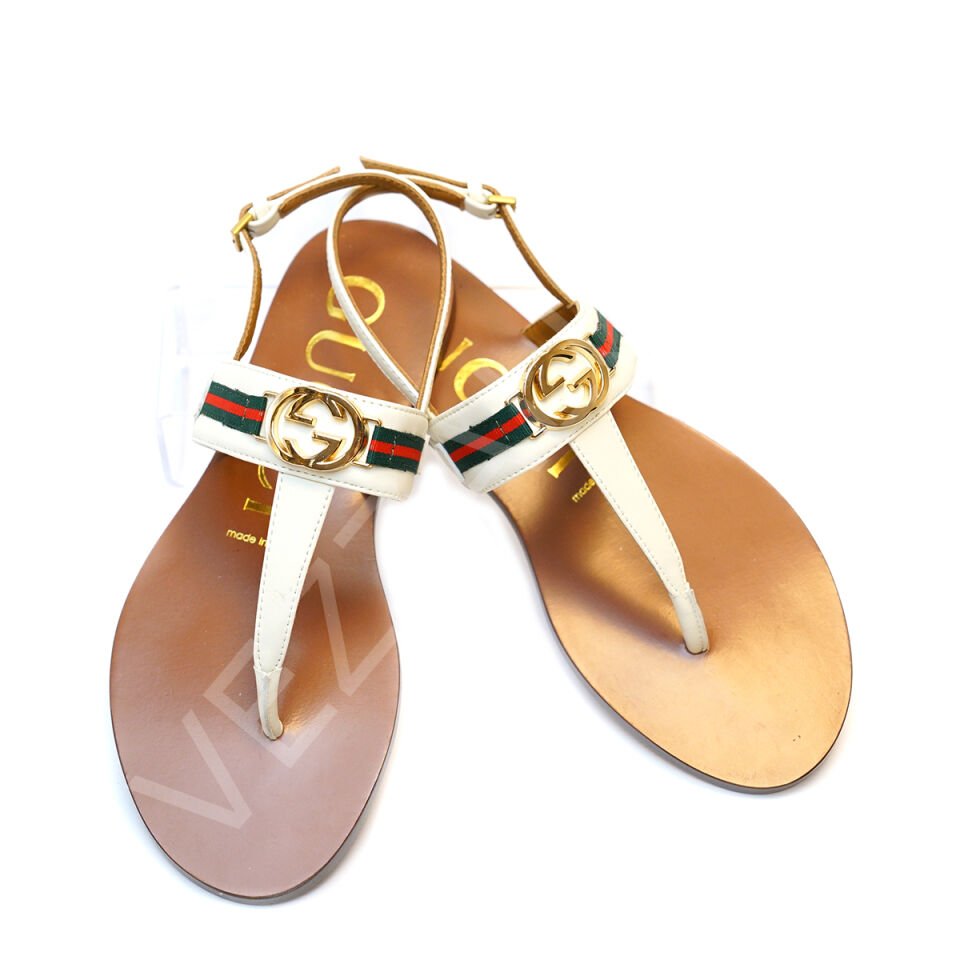 Gucci 696 Krem Sandalet Kadın Ayakkabı