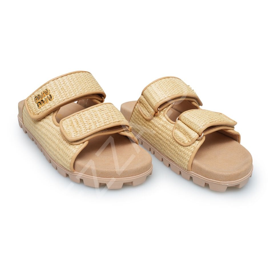 Miu 680 Krem Terlik Çift Bantlı Kadın Ayakkabı