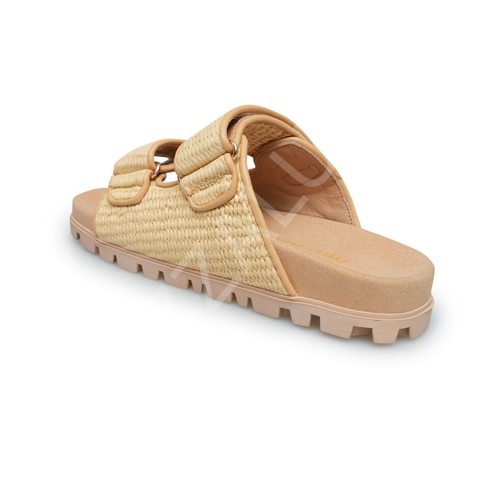 Miu 680 Krem Terlik Çift Bantlı Kadın Ayakkabı