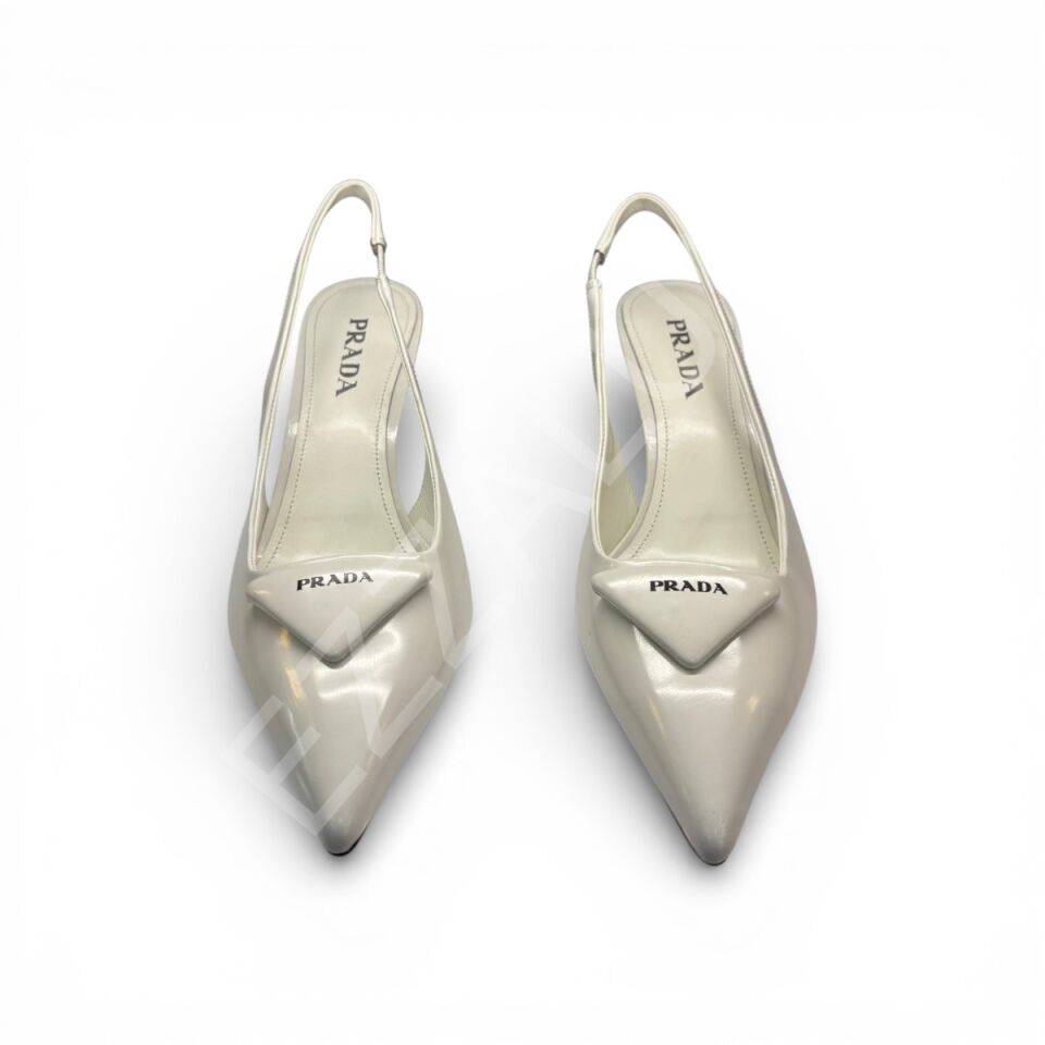 Prada 1047 Beyaz Topuklu Kadın Ayakkabı
