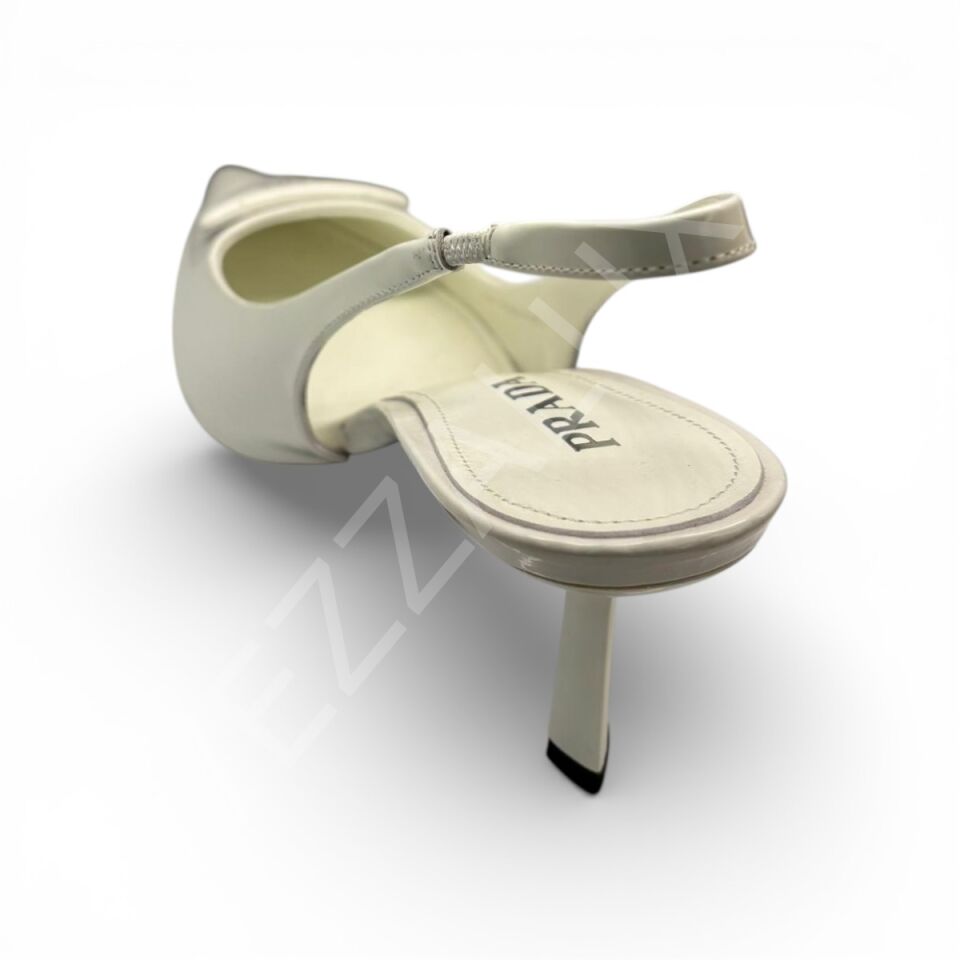 Prada 1047 Beyaz Topuklu Kadın Ayakkabı