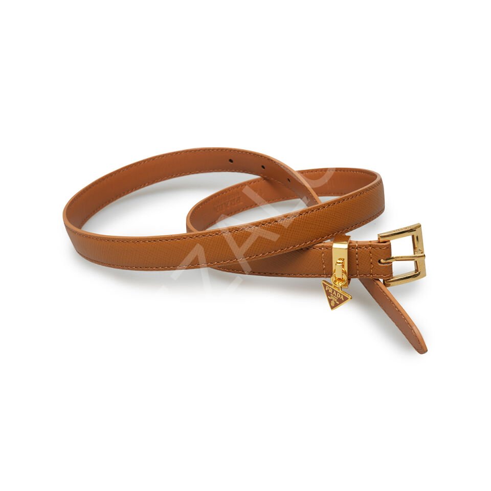 Prada K01 Taba Altın İnce Kadın Kemer