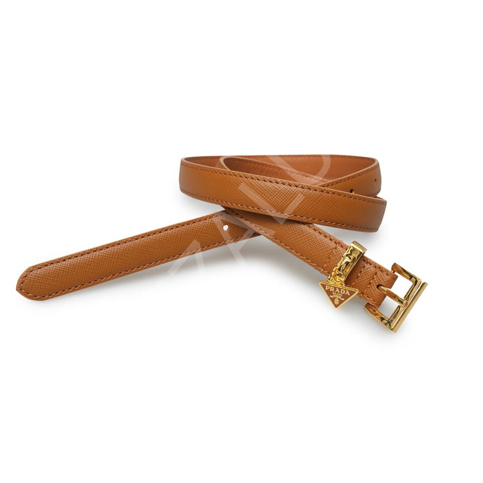 Prada K01 Taba Altın İnce Kadın Kemer