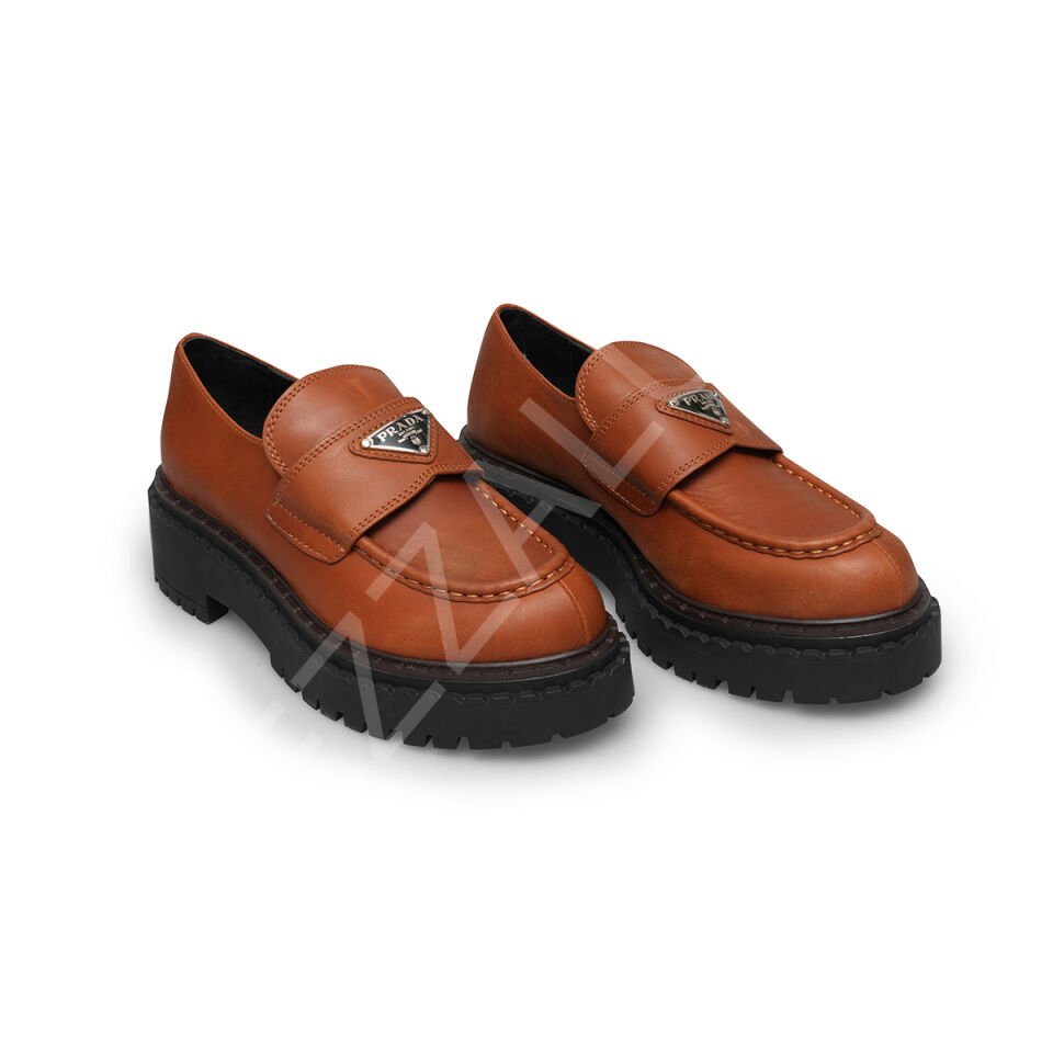 Prada 627 Düz Kahve Loafer Kadın Ayakkabı