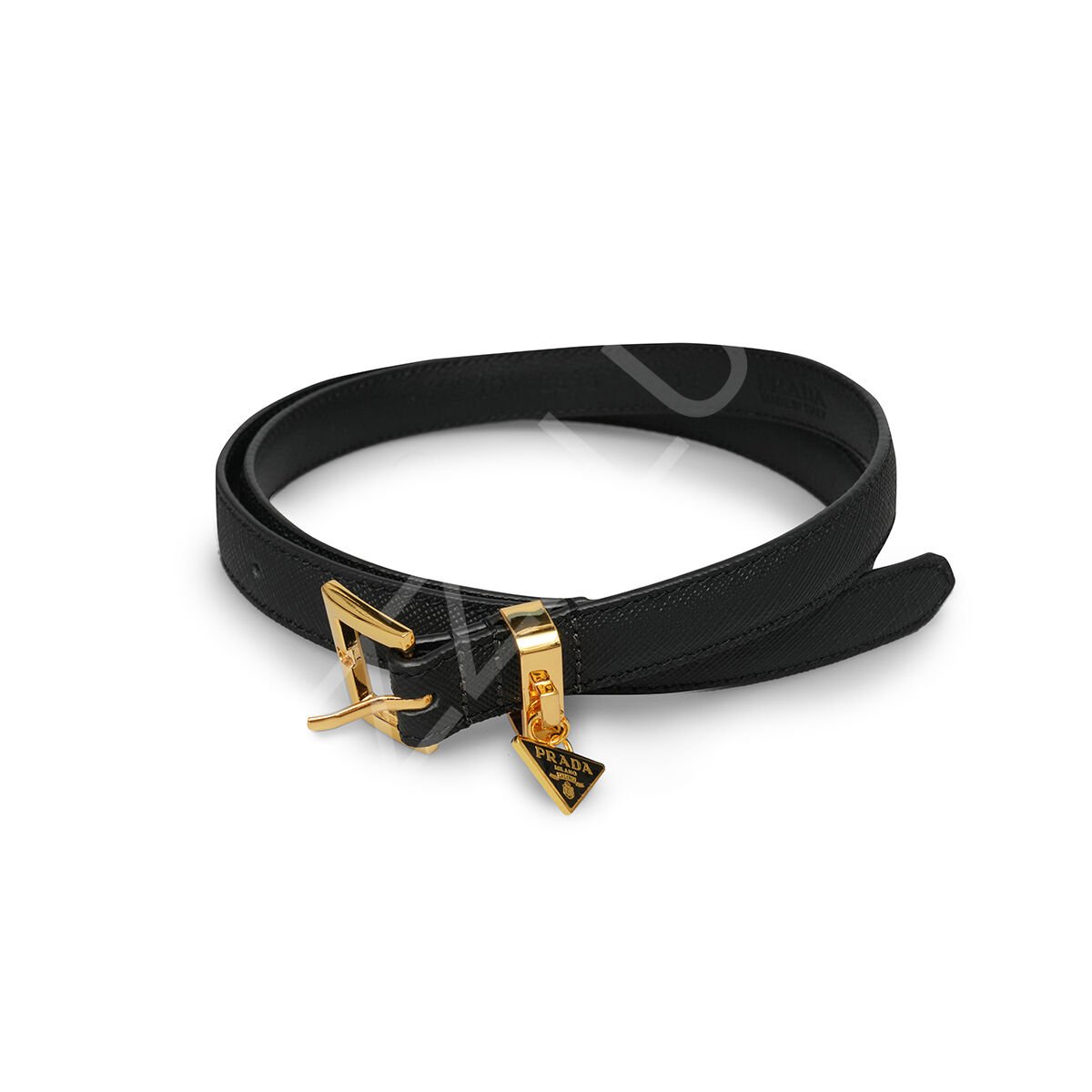 Prada K02 Siyah İnce Gold Tokalı Kadın Kemer