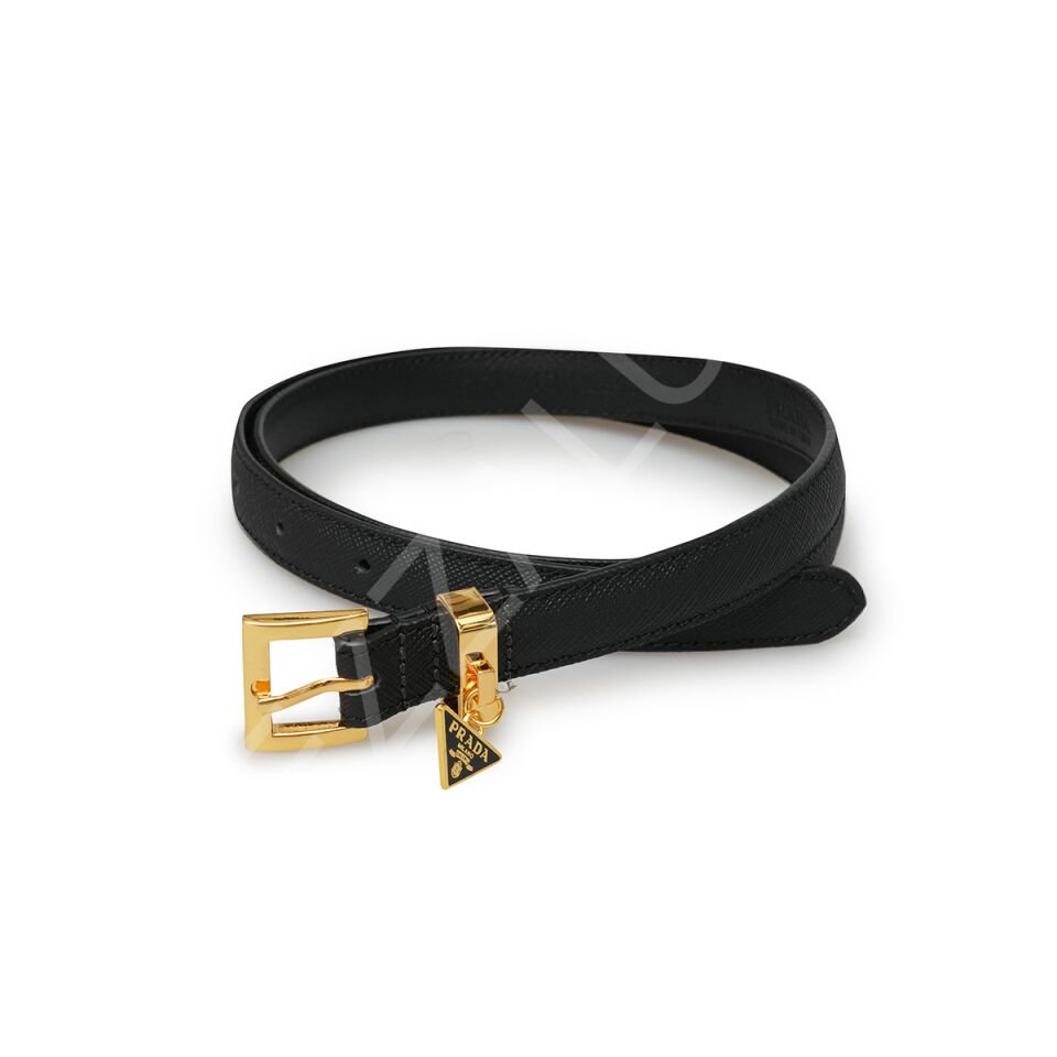 Prada K02 Siyah İnce Gold Tokalı Kadın Kemer