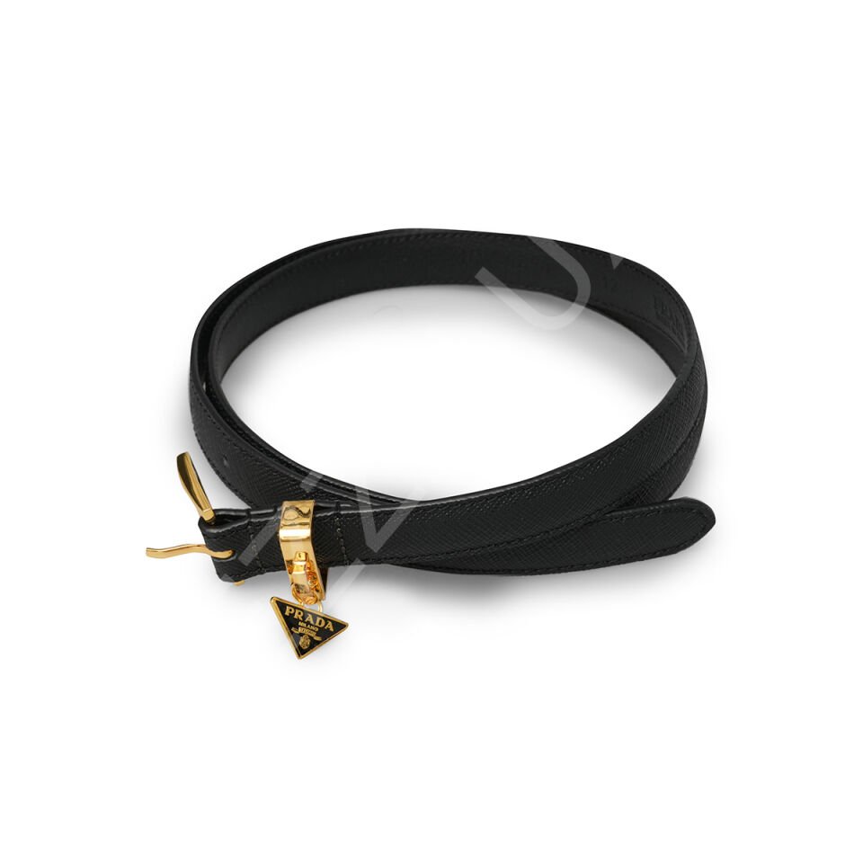 Prada K02 Siyah İnce Gold Tokalı Kadın Kemer