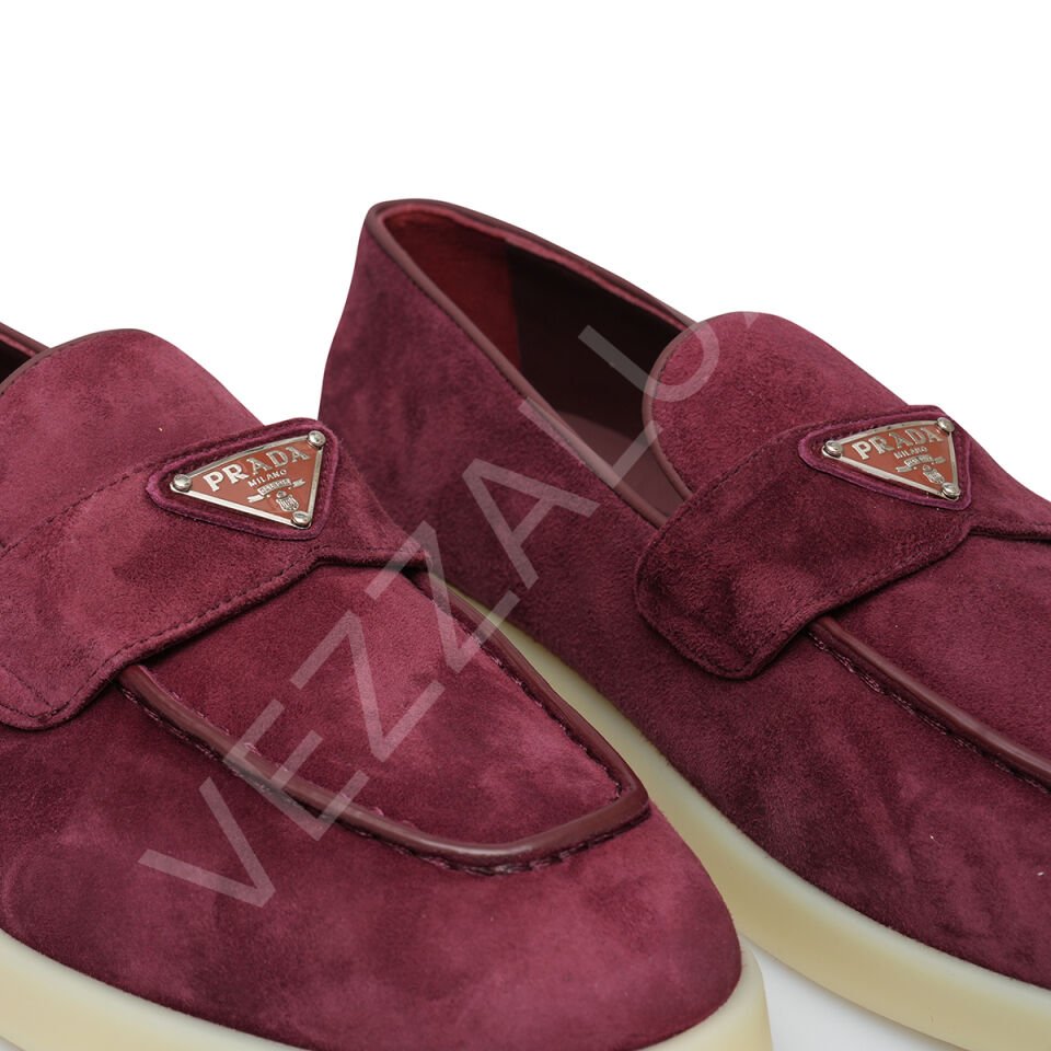 Prada 656 Bordo Süet Kadın Ayakkabı