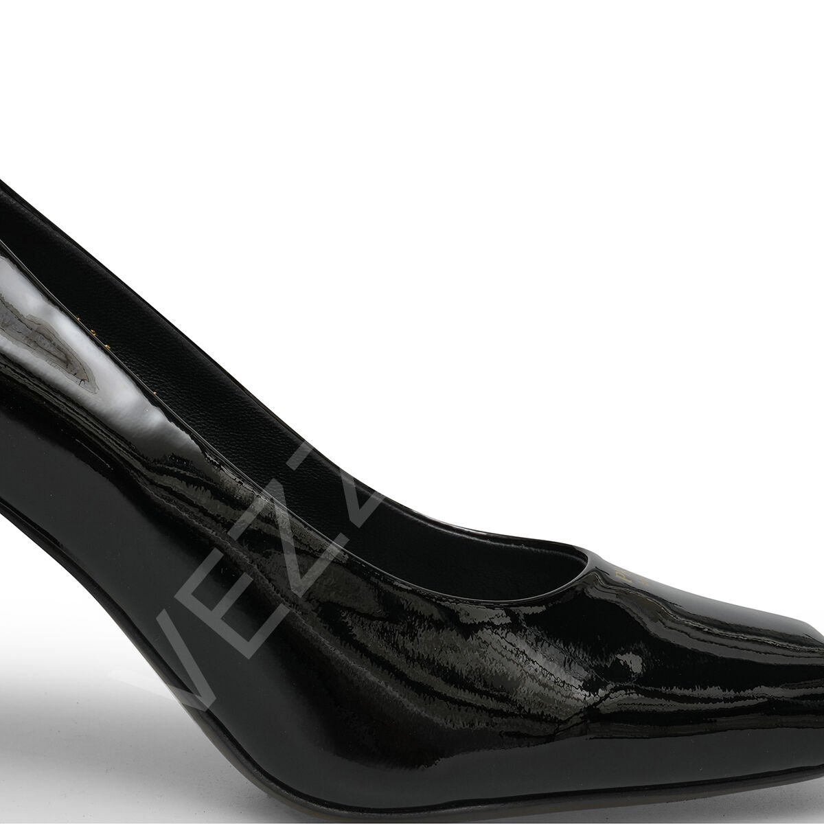 Prada 663 Küt Siyah Topuklu Kadın Ayakkabı