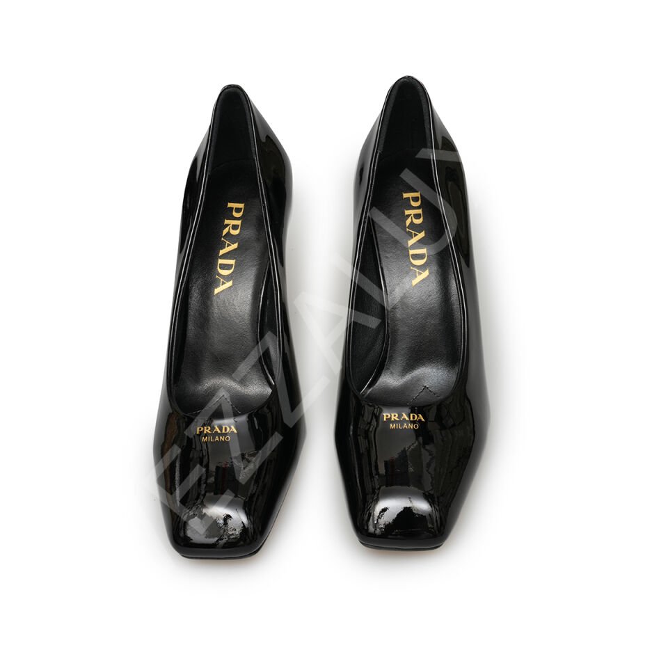 Prada 663 Küt Siyah Topuklu Kadın Ayakkabı