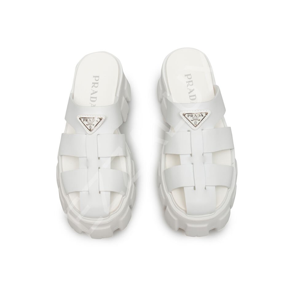 Prada 692 Beyaz Kafes Terlik Kadın Ayakkabı