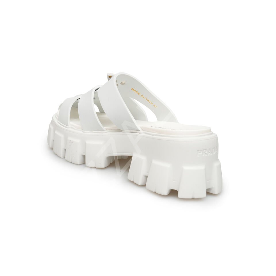 Prada 692 Beyaz Kafes Terlik Kadın Ayakkabı