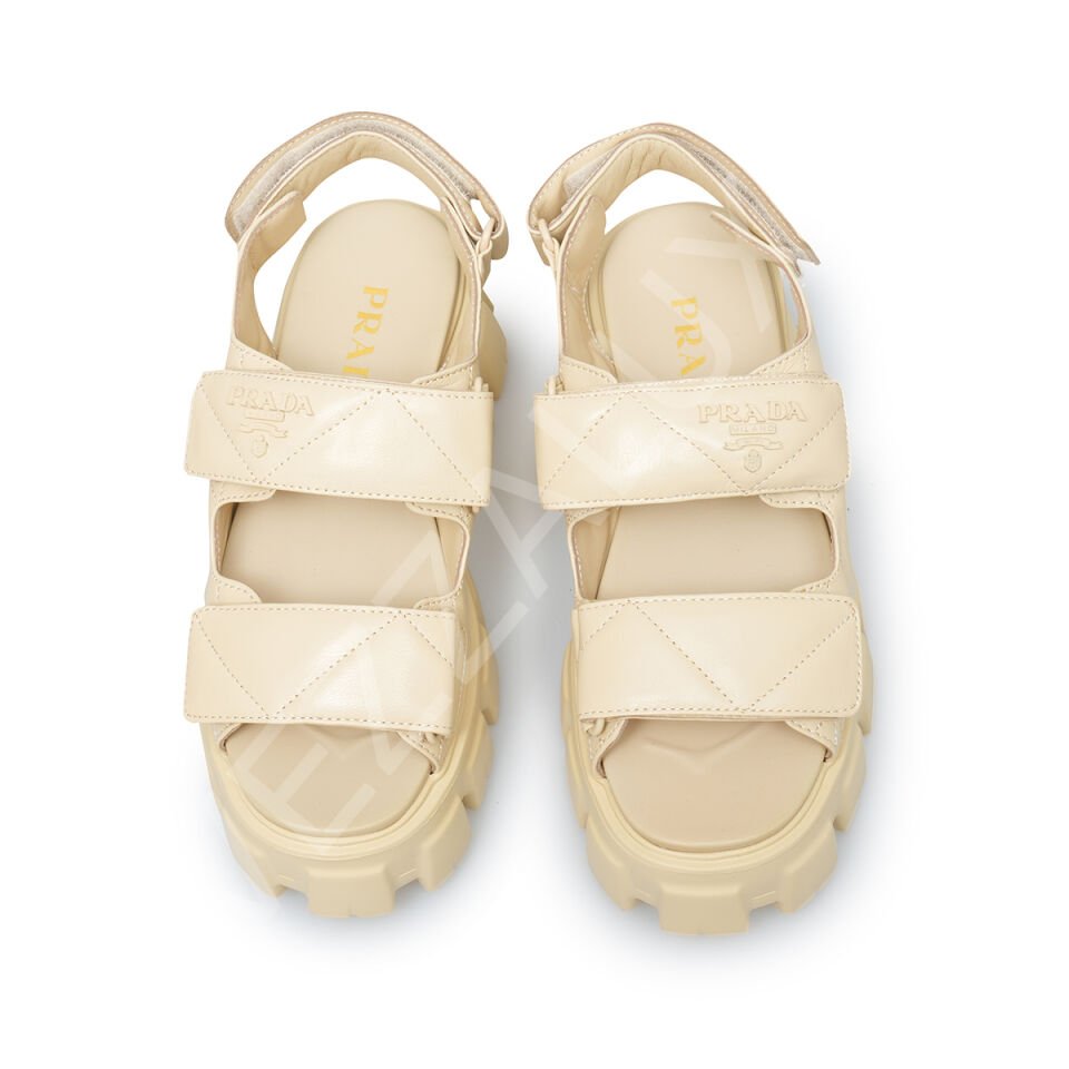 Prada 694 Nude Sandalet Deri Kadın Ayakkabı