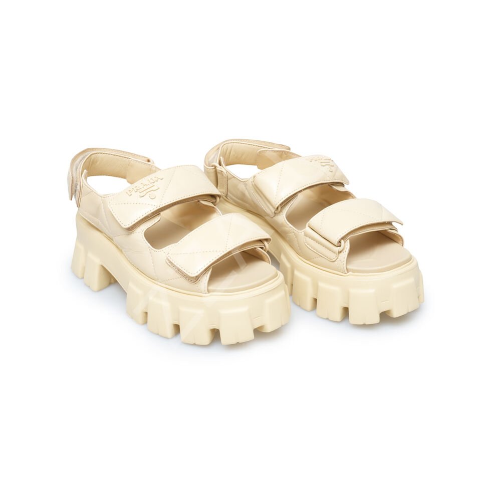 Prada 694 Nude Sandalet Deri Kadın Ayakkabı