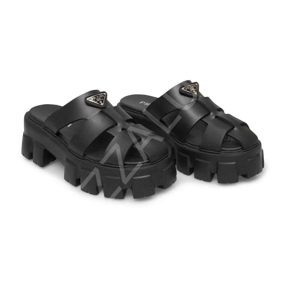 Prada 724 Siyah Terlik Kafes Kadın Ayakkabı