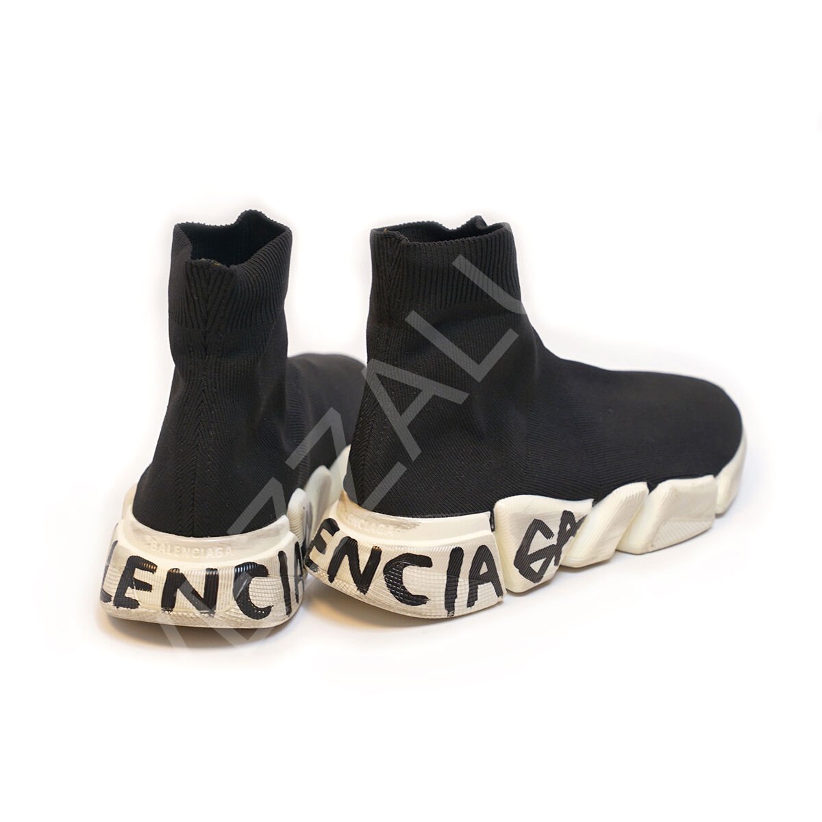 Balencıaga 986 Full Siyah Taban Yazılı Erkek Ayakkabı