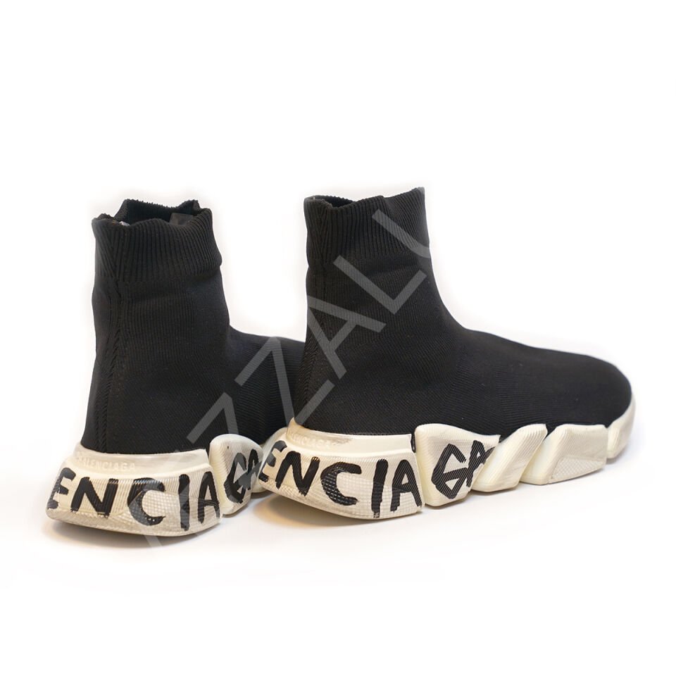 Balencıaga 986 Full Siyah Taban Yazılı Erkek Ayakkabı