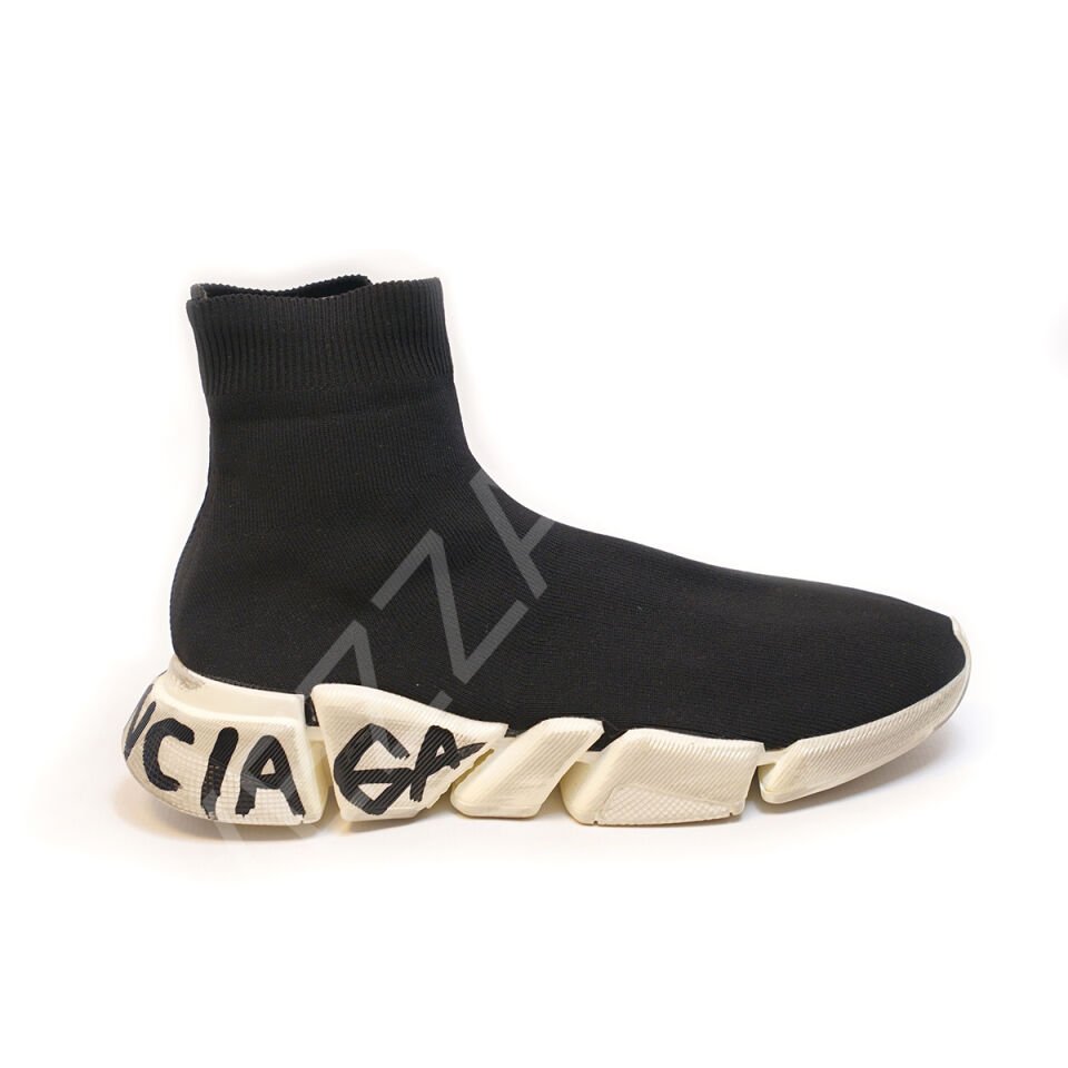 Balencıaga 986 Full Siyah Taban Yazılı Erkek Ayakkabı