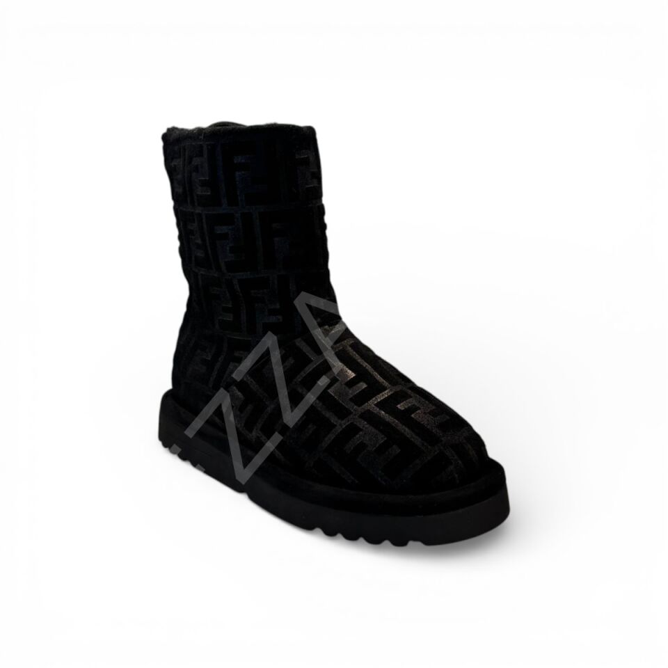 Fendi 1195 Siyah Logolu Bot Kadın Ayakkabı