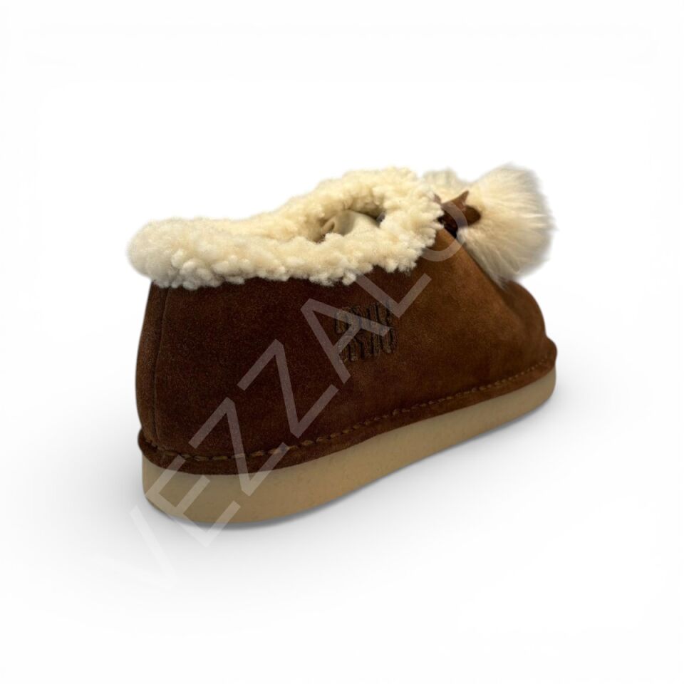 Miu 1196 Tüylü Kısa Bot Kahverengi Kadın Ayakkabı