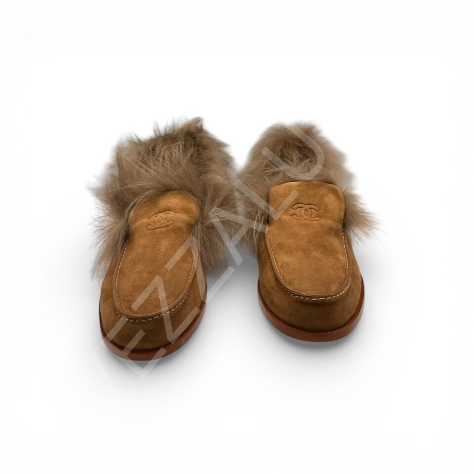 Chanel 1052 Tüylü Taba Süet Kadın Ayakkabı