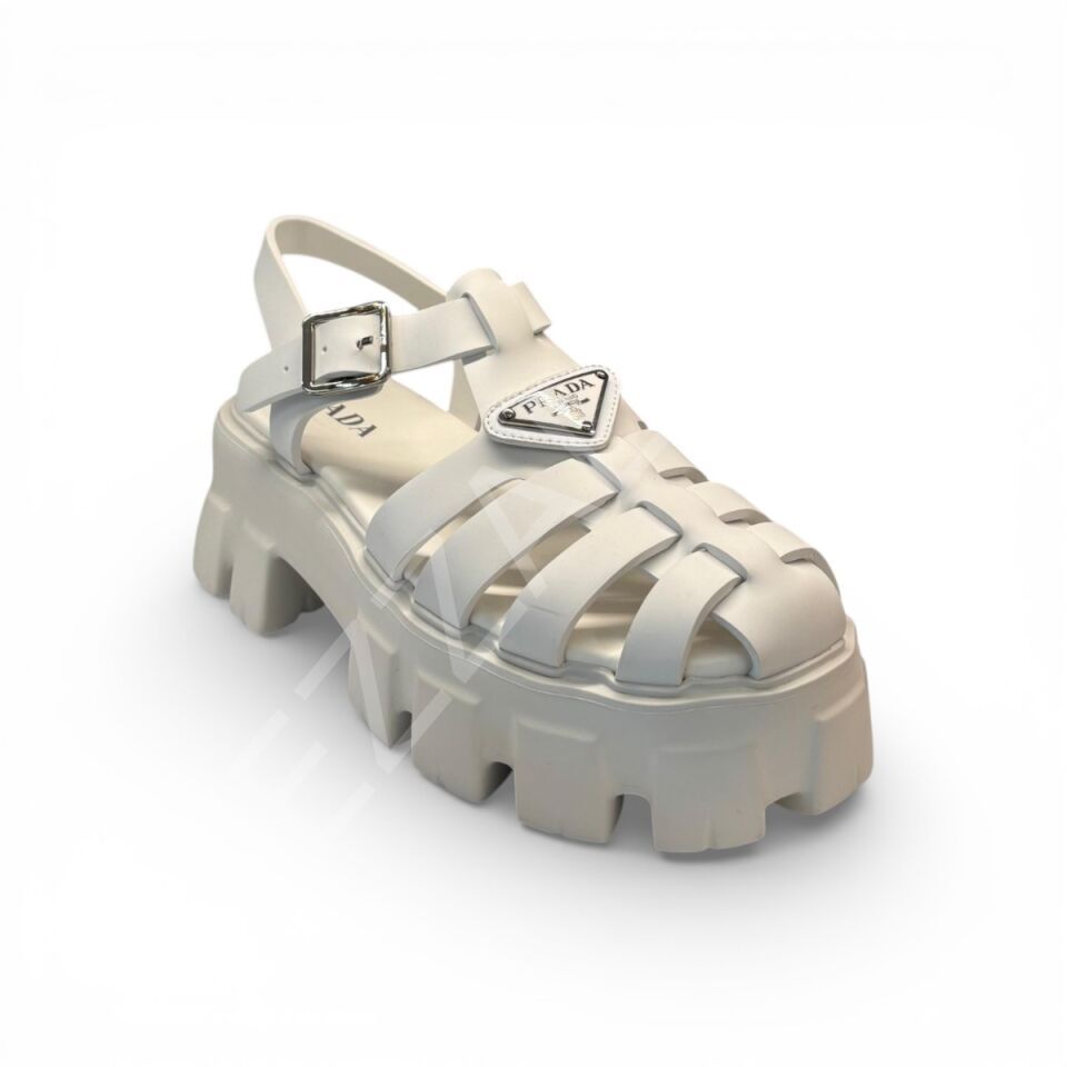 Prada 1215 Beyaz Kafes Kadın Ayakkabı