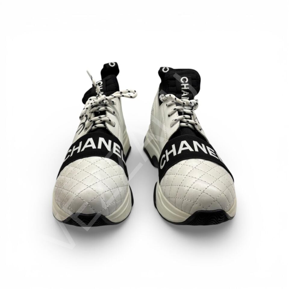 Chanel 1227 Beyaz Önü Lastikli Kadın Ayakkabı