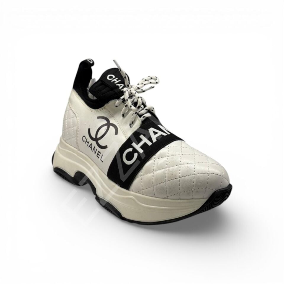 Chanel 1227 Beyaz Önü Lastikli Kadın Ayakkabı