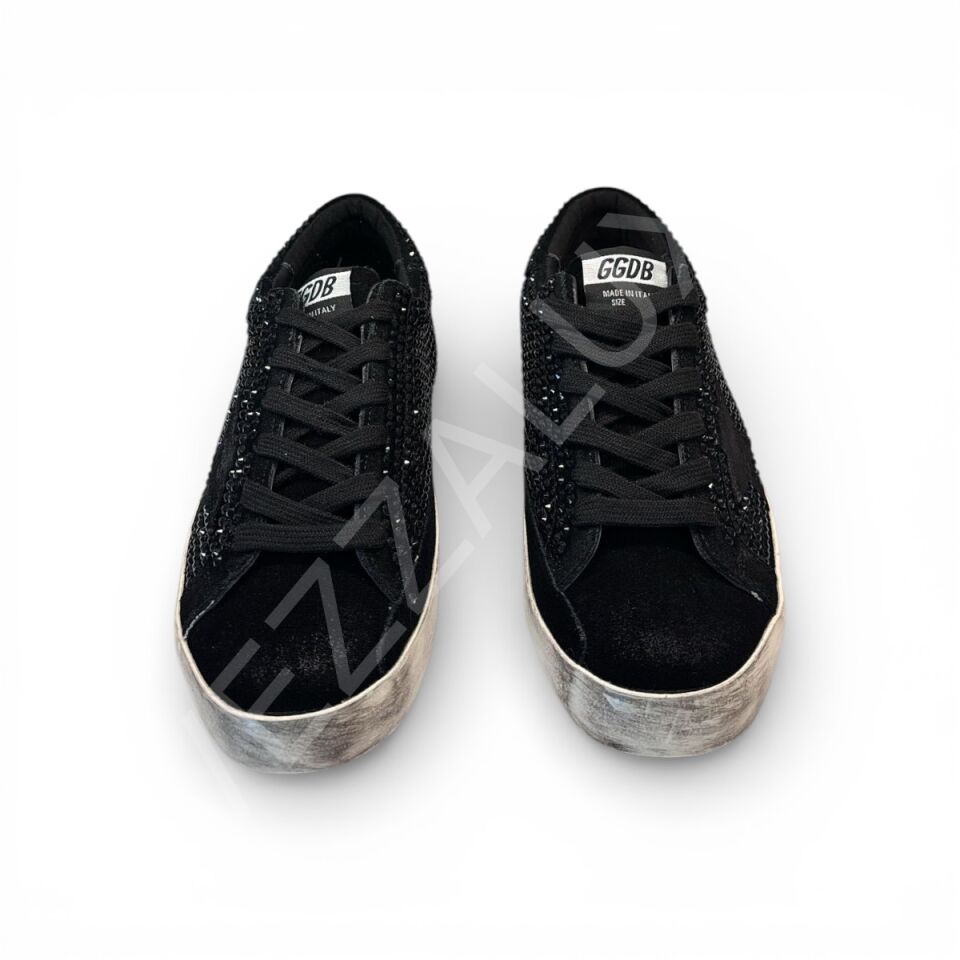 Gg 1223 Yıldızı Süet Siyah Taşlı Kadın Ayakkabı