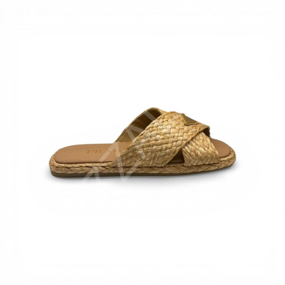 Prada 764 Hasır Terlik Düz Kadın Ayakkabı