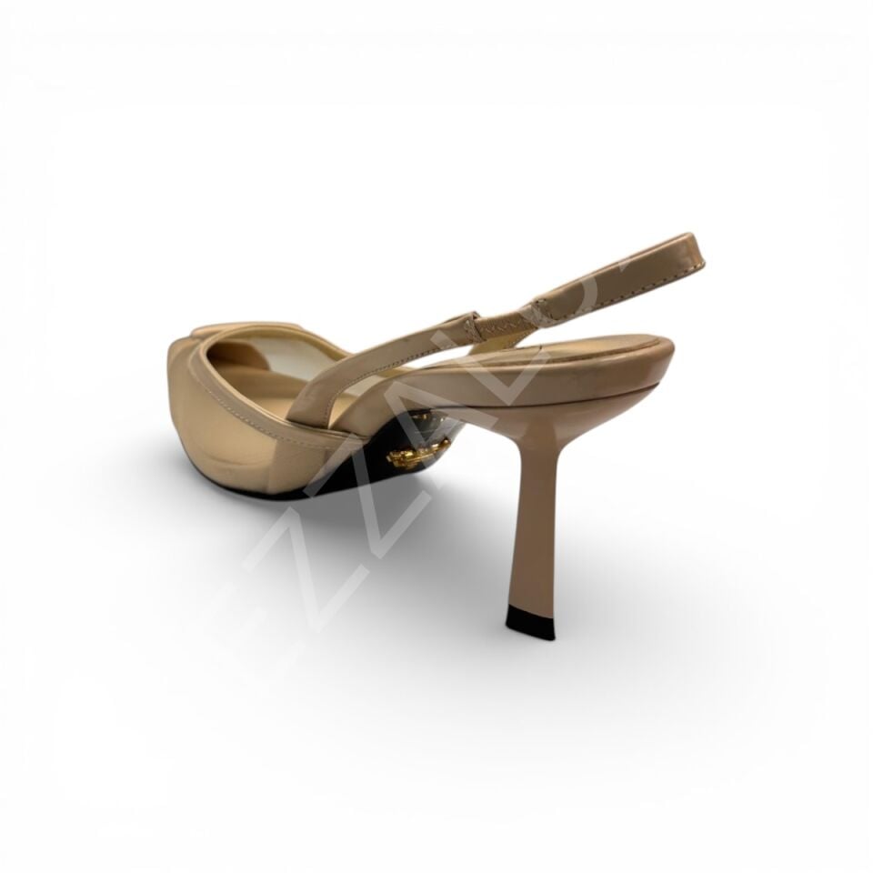 Prada 758 Krem Transaparan Topuklu Kadın Ayakkabı