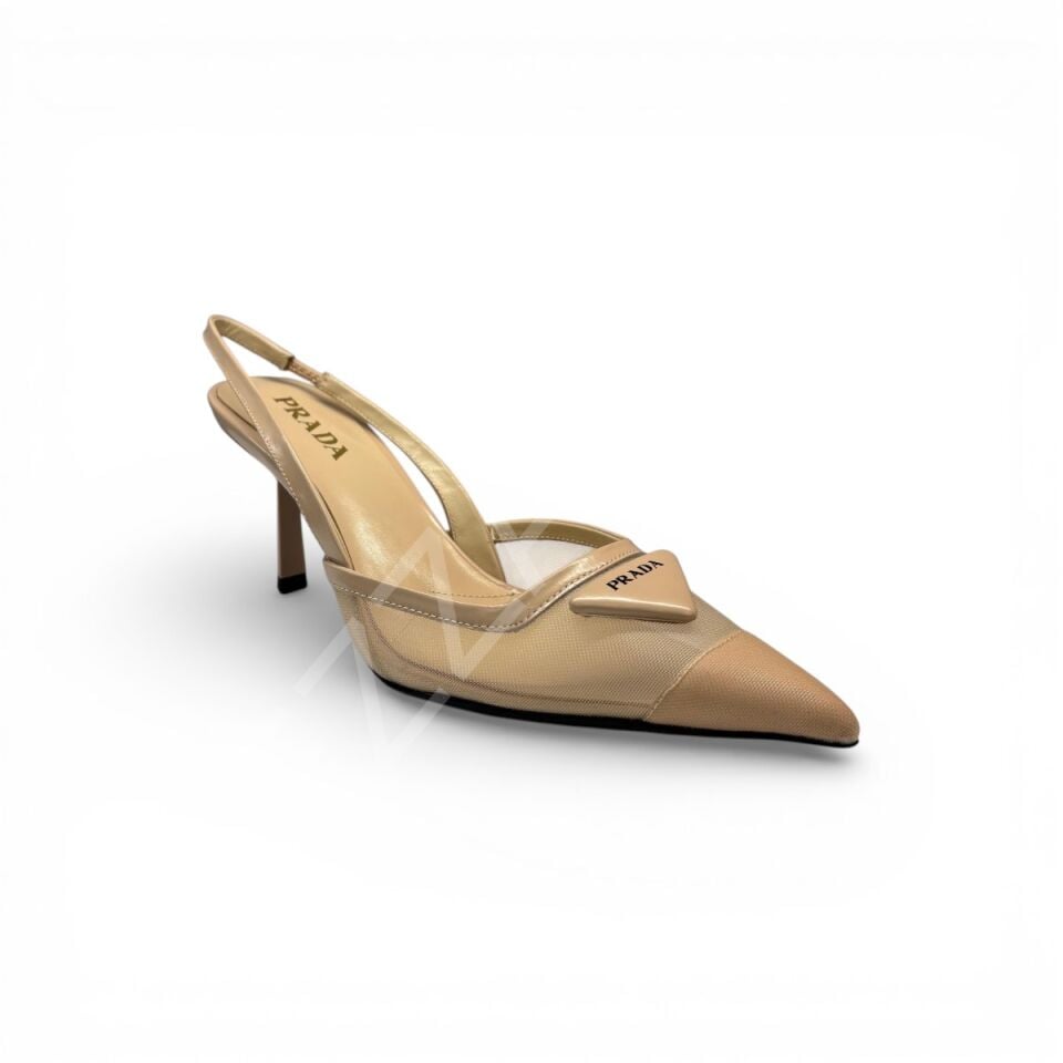 Prada 758 Krem Transaparan Topuklu Kadın Ayakkabı