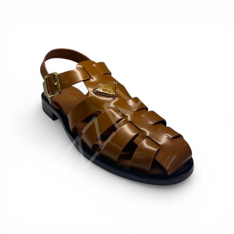 Prada 759 Taba Deri Sandalet Kadın Ayakkabı