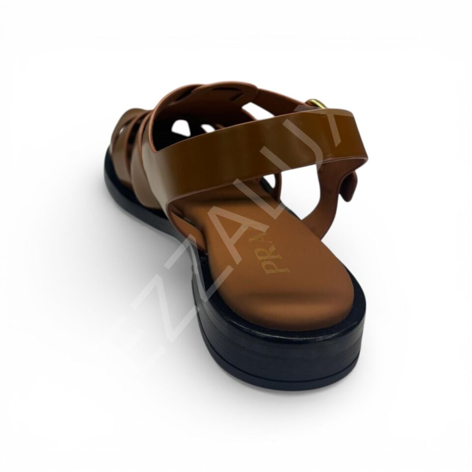 Prada 759 Taba Deri Sandalet Kadın Ayakkabı