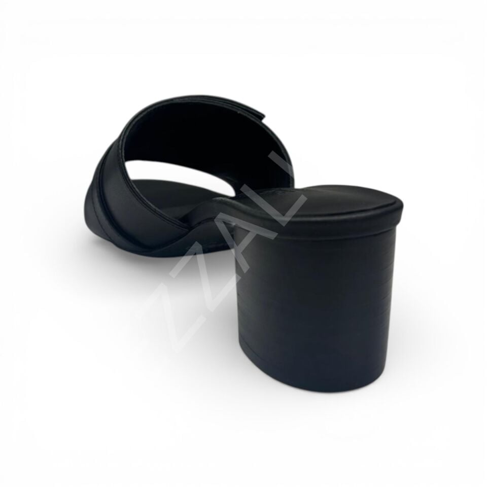 Hermes 766 Tokalı Siyah Topuklu Terlik Kadın Ayakkabı